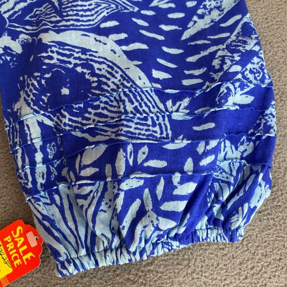 Vtg 80s 90s Two Potato Laguna Beach Midi Tiered Muumuu Dress M Cotton Blue NOS - Picture 10 of 16